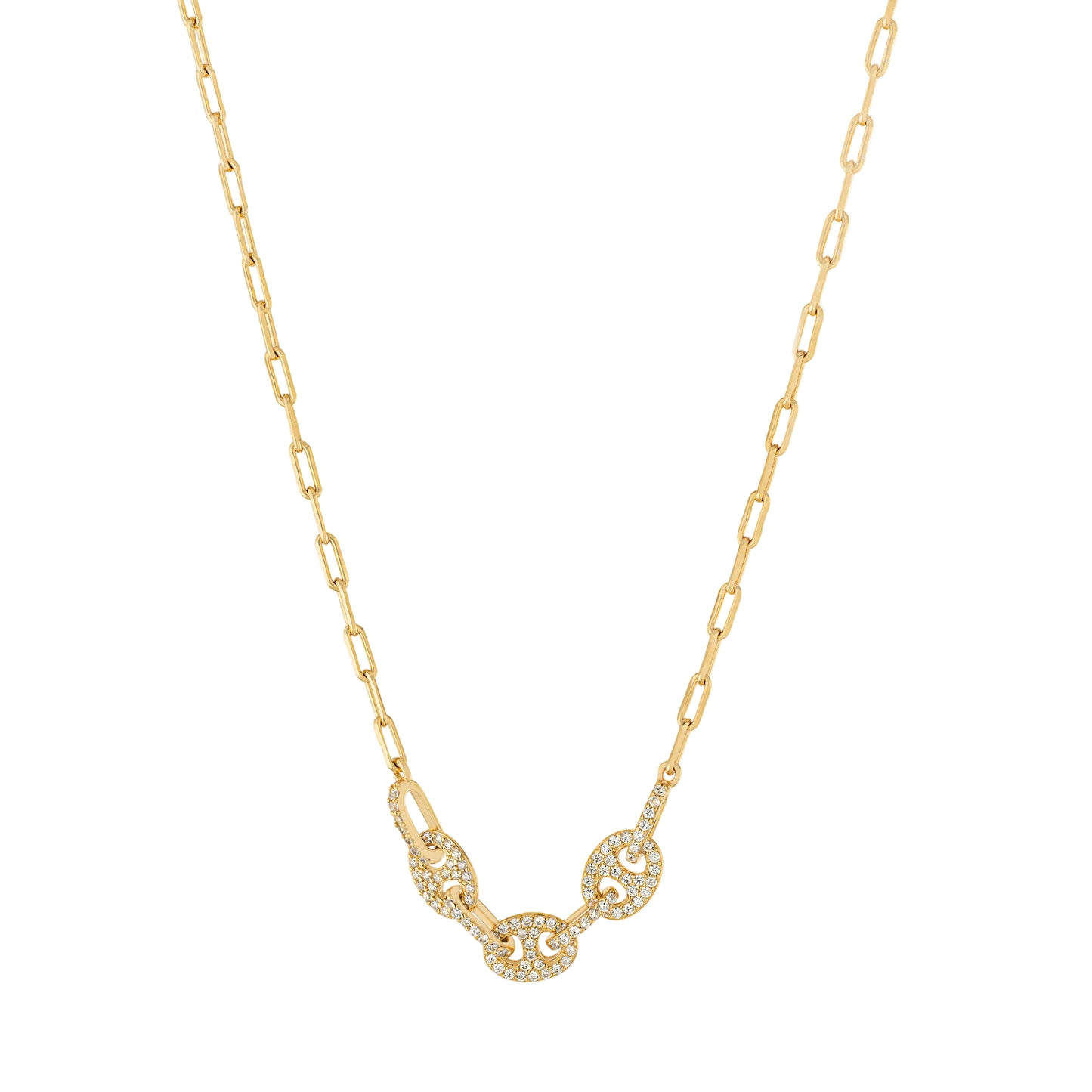 14K Gold-Plated CZ Puff Gucci Link Necklace