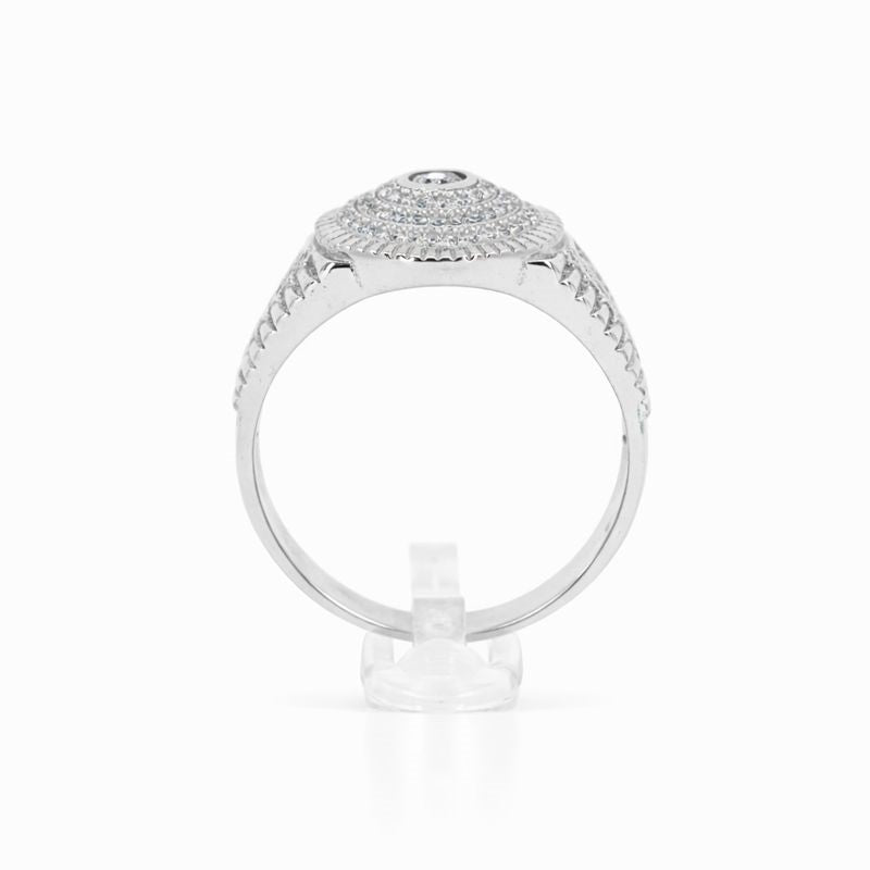 Rhodium Plated Prong-Set CZ Round Ring