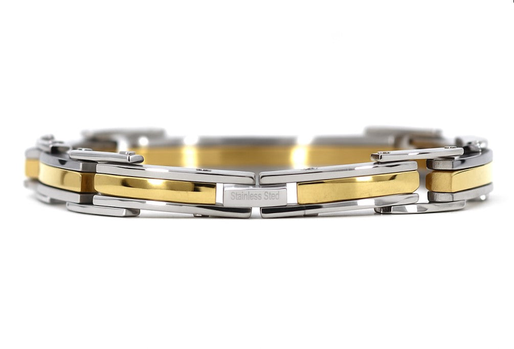 Stainless Steel & Gold Plated Two-Tone ID 8.5" Bracelet