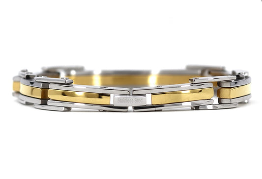 Stainless Steel & Gold Plated Two-Tone ID 8.5" Bracelet