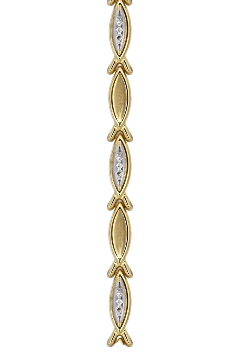 Sterling Silver & 10K Gold Two-Tone Ichthys Children's Bracelet
