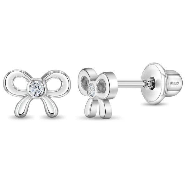 Sterling Silver Bow Children's Earrings