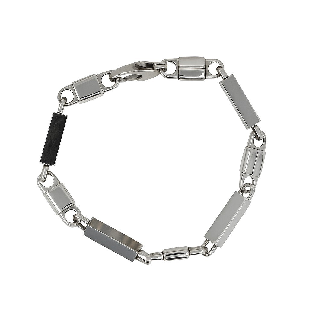 Stainless Steel High Polish Rectangle Link 9" Bracelet