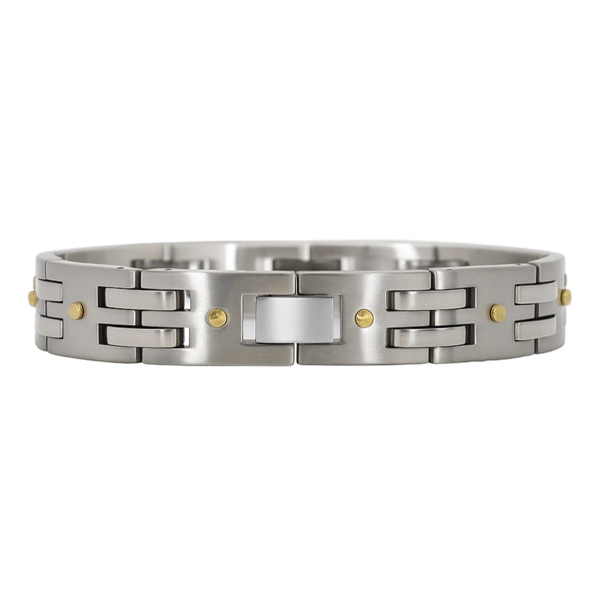 Stainless Steel 14k Gold Plated Screw Design 8.5" Bracelet