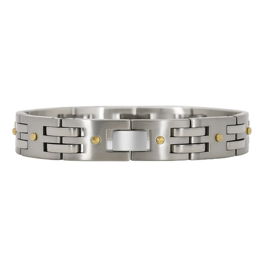 Stainless Steel 14k Gold Plated Screw Design 8.5" Bracelet