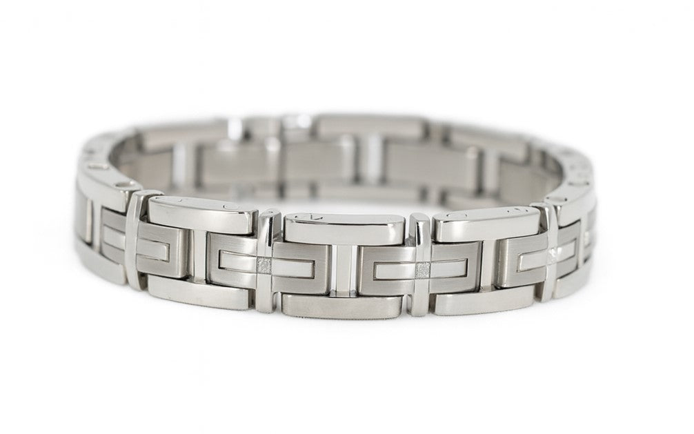 Stainless Steel Diamond Accent Bracelet