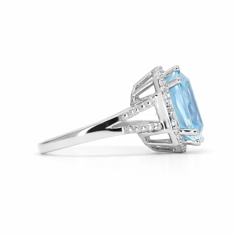 Sterling Silver Blue Topaz & Diamond Accent Ring