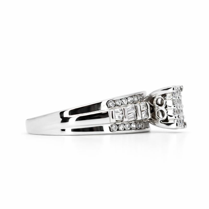 Sterling Silver Plated Prong-Set CZ Ring