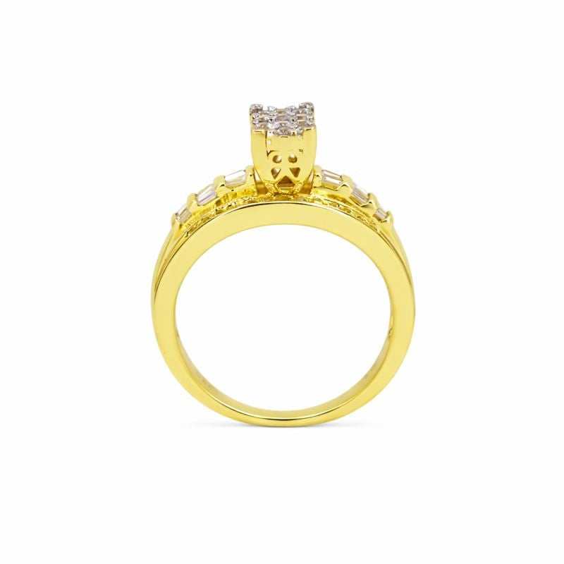 14K Gold Plated Prong-Set CZ Ring