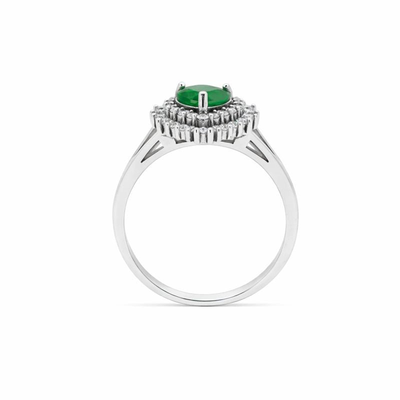 Sterling Silver White & Green CZ Heart Ring