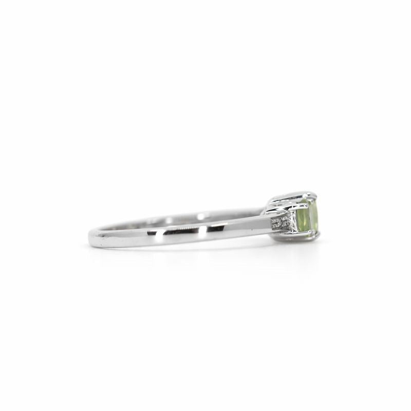 Sterling Silver Three Peridot & Diamond Accent Ring