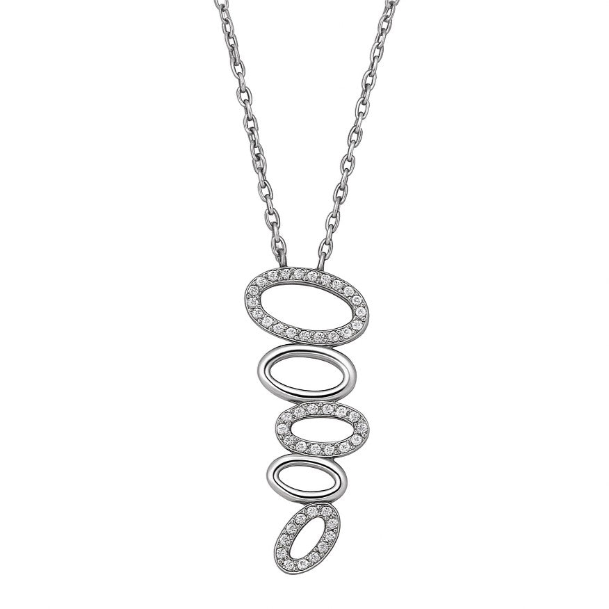 Sterling Silver CZ Ovals Necklace