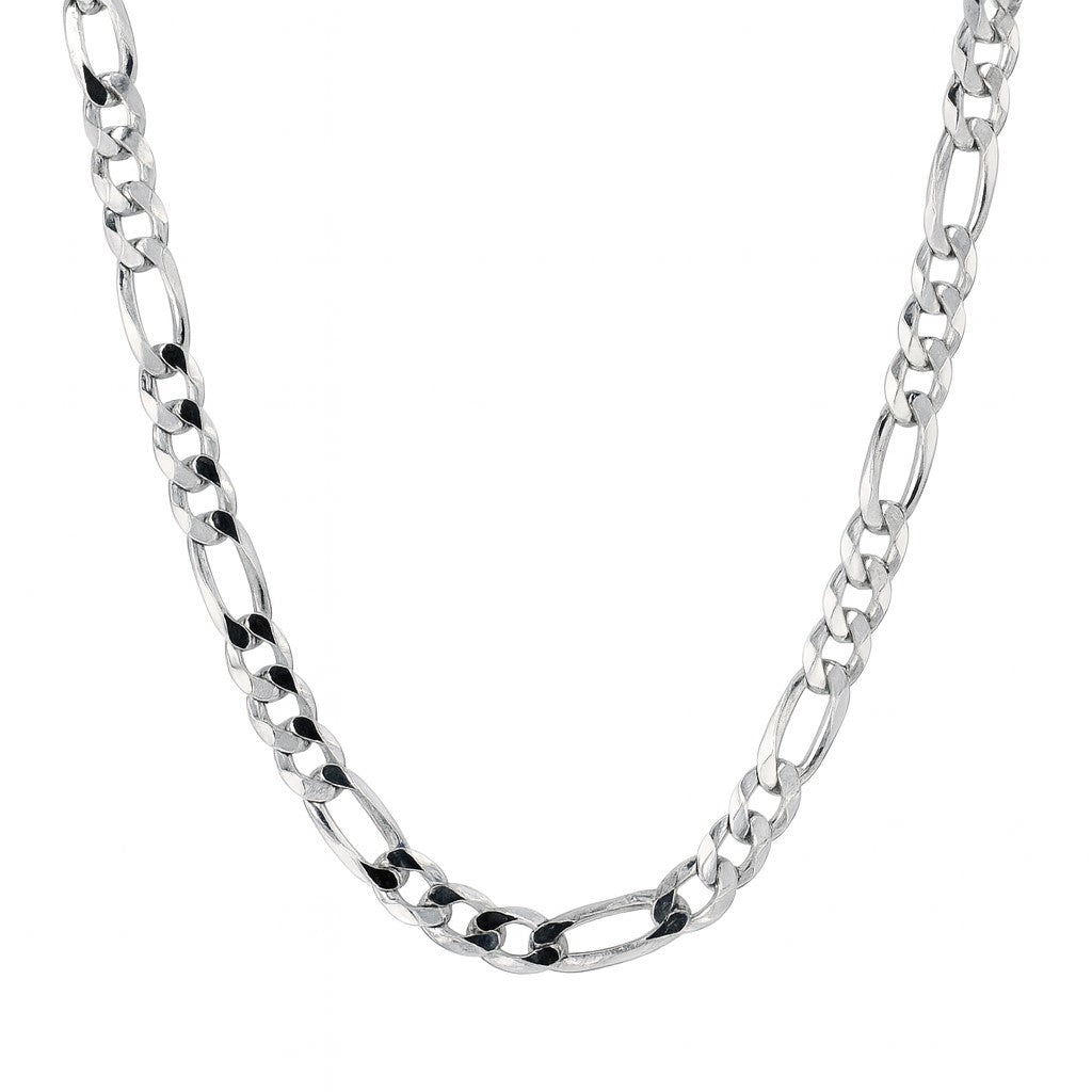Rhodium Plated 120 Gauge Figaro Link 24" Chain