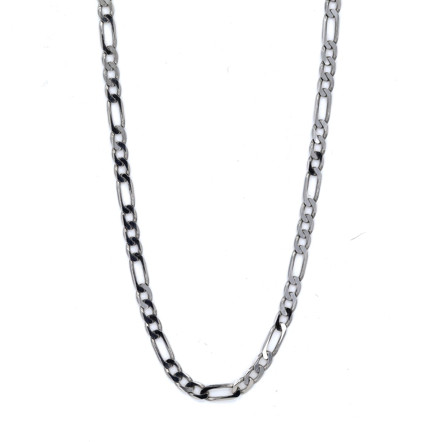 Rhodium Plated 080 Gauge Figaro Link 24" Chain