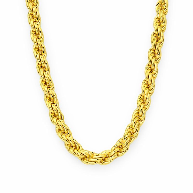 14K Gold-Plated 4mm Diamond-Cut Rope Link 24" Chain