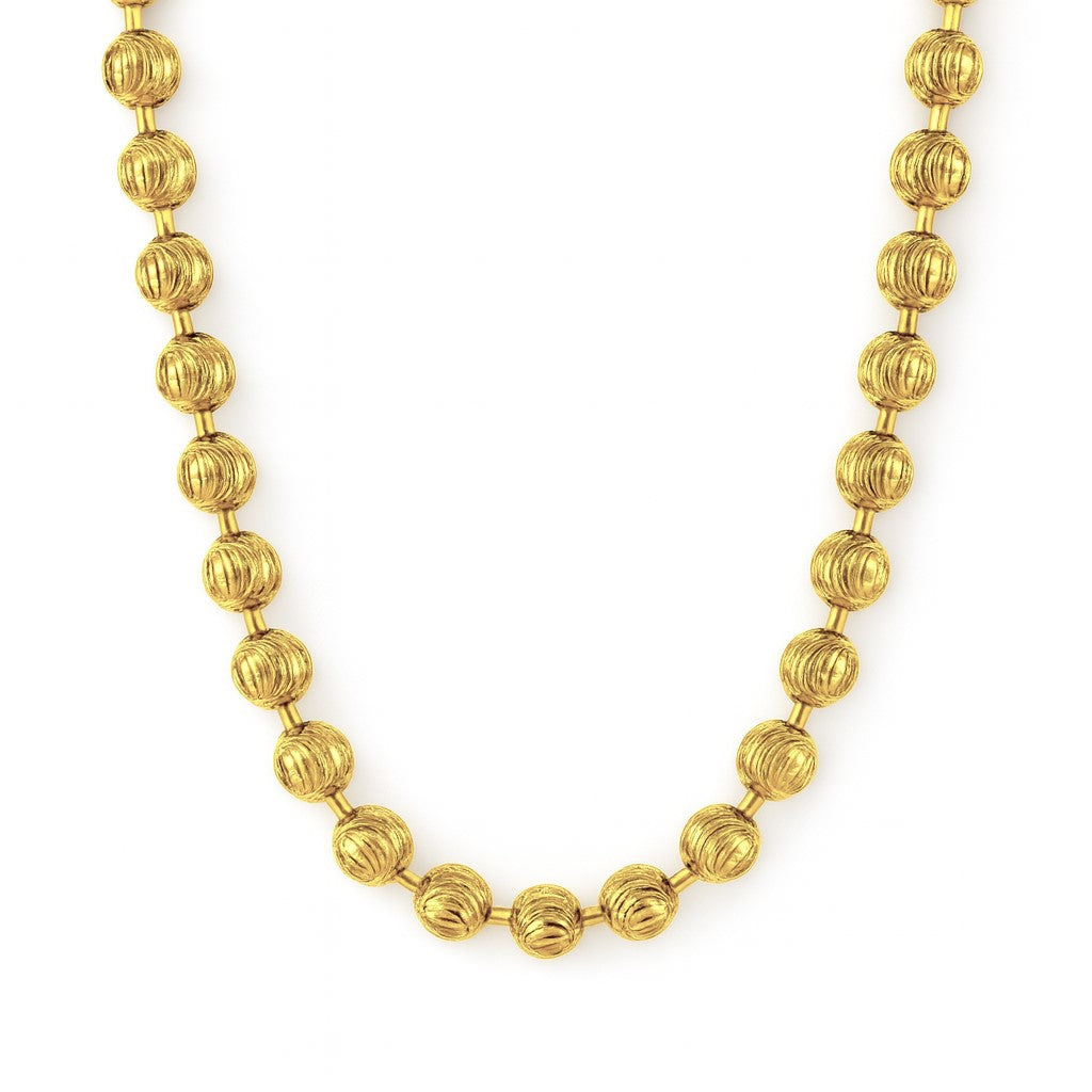 14K Gold Plated 5mm Diamond-Cut Moon Bead Link 32" Chain