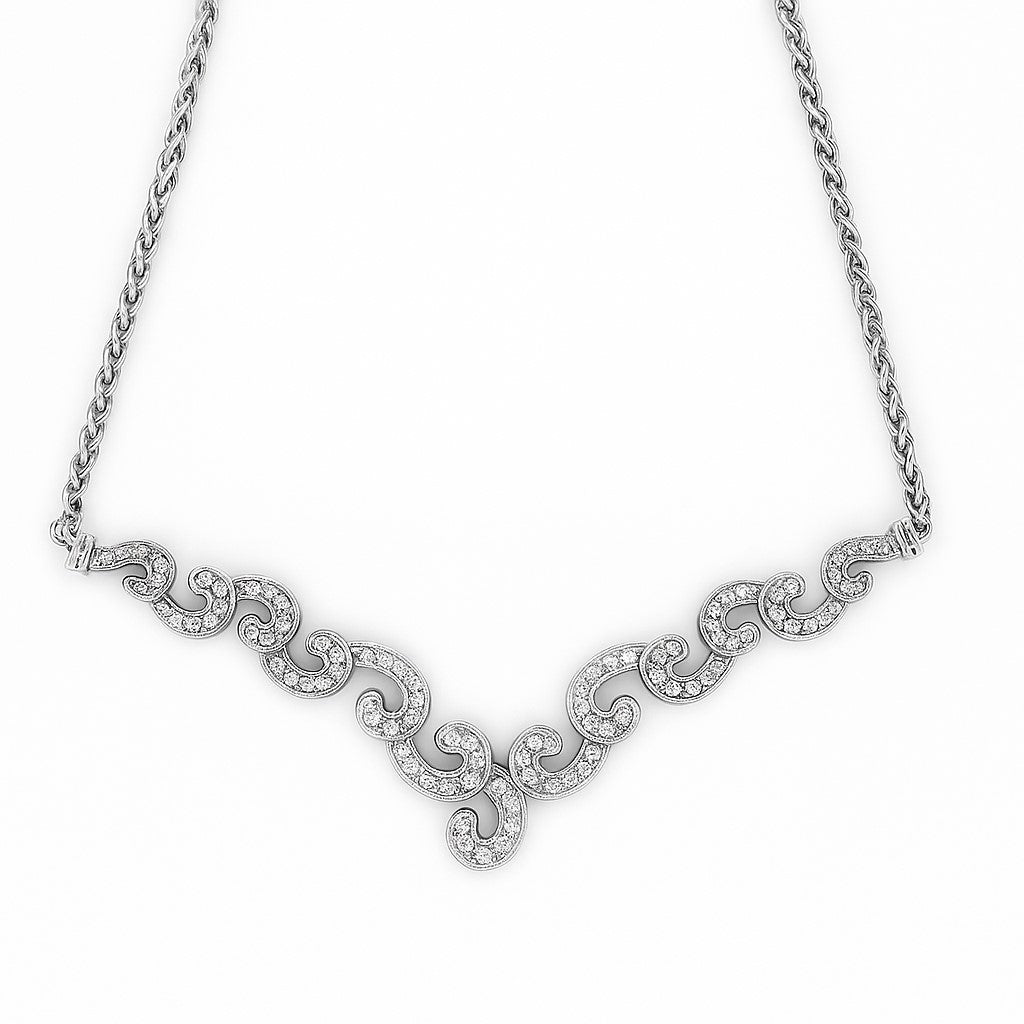 Sterling Silver Pavé Diamond Necklace