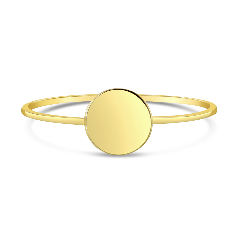 14K Gold Engravable Round Signet Ring