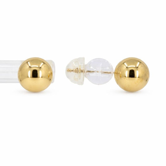 10K Gold Full Ball Stud Tension Back Earrings