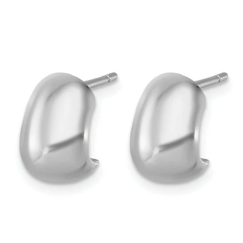14K White Gold Vintage J-Hoop Stud Earrings