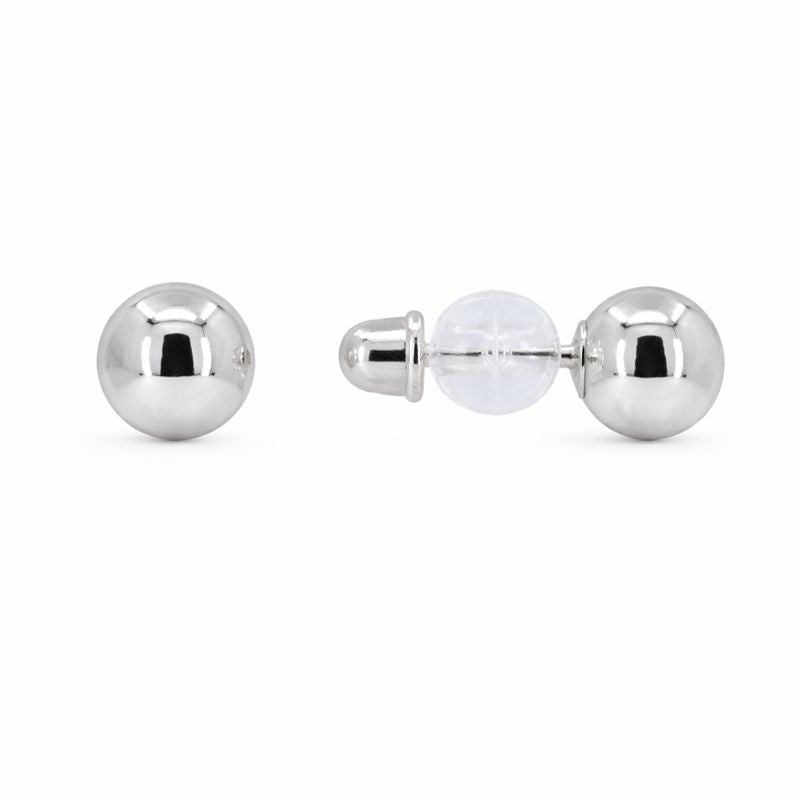 14K White Gold Ball Stud Earrings