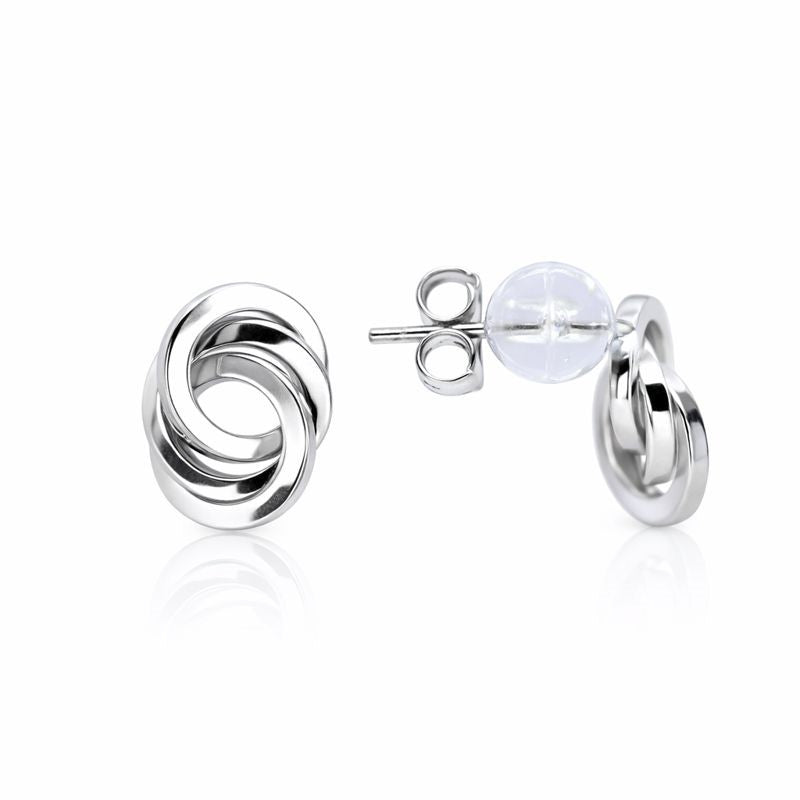 14K White Gold Love Knot Stud Earrings