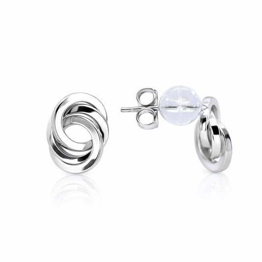 14K White Gold Love Knot Stud Earrings