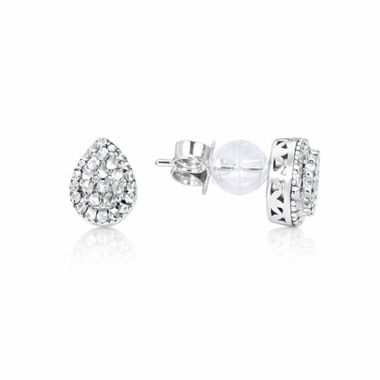 14K White Gold Diamond-Cut Pear Shape Stud Earrings