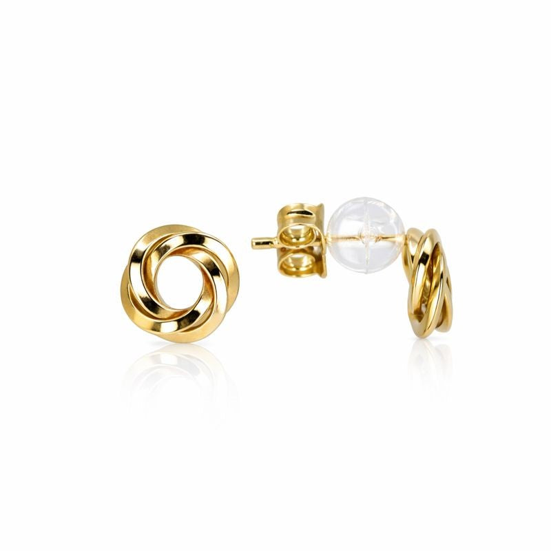 14K Yellow Gold High Polish Love Knot Stud Earrings