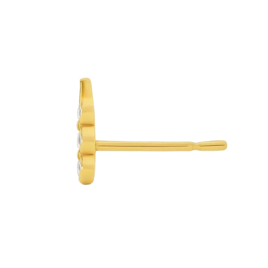 10K Yellow Gold Diamond Drop Station Stud Earrings