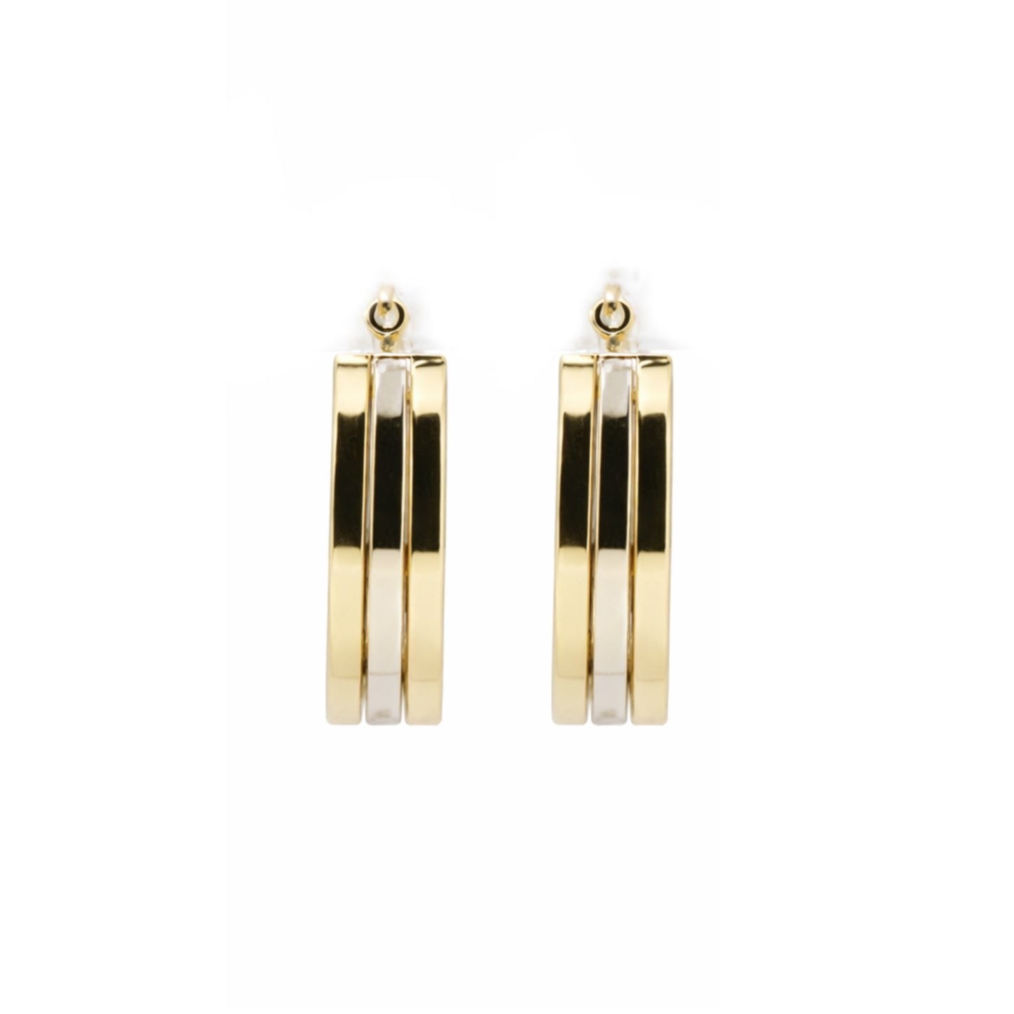 14K White & Yellow Gold High Polish Oval Hoop Earrings
