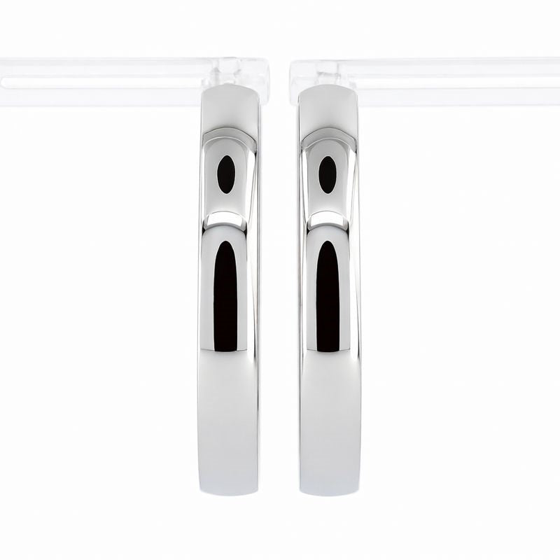14K White Gold High Polish Flat Tube Hoop Earrings