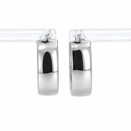 14K White Gold High Polish Oval Hoop Earrings