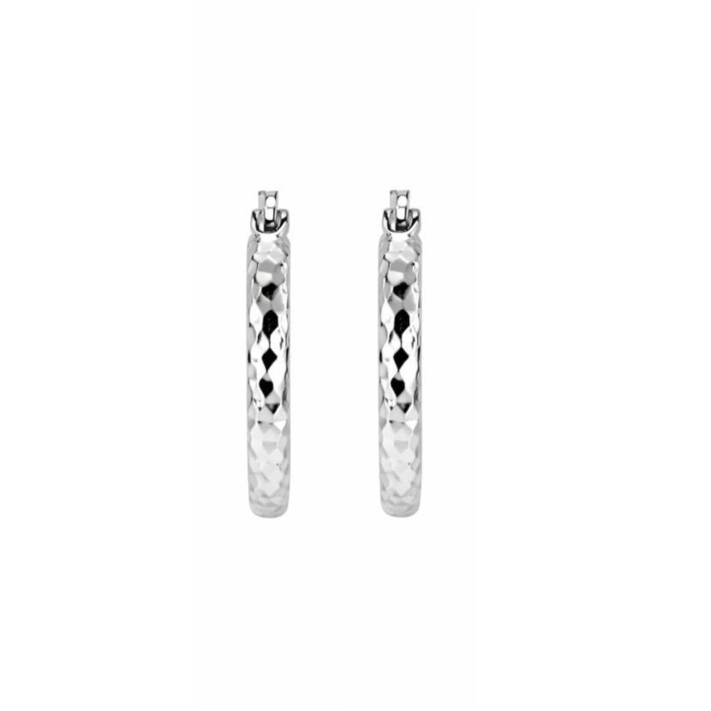 Sterling Silver Diamond Cut 2mm Hoop Earrings