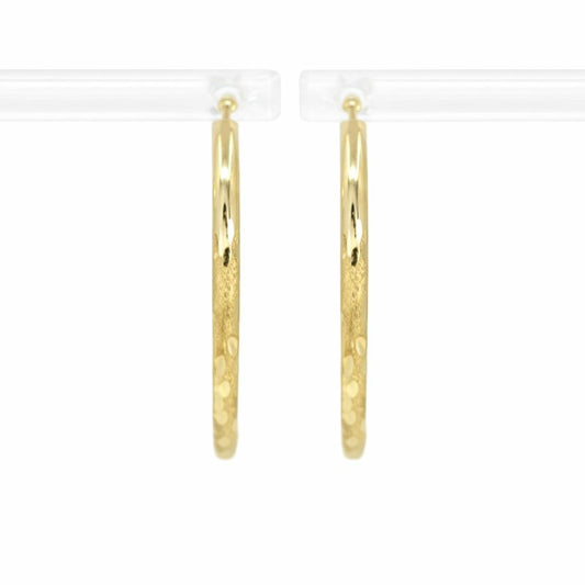 10K Gold Satin Diamond-Cut Endless 1.5mm Hoop Earrings