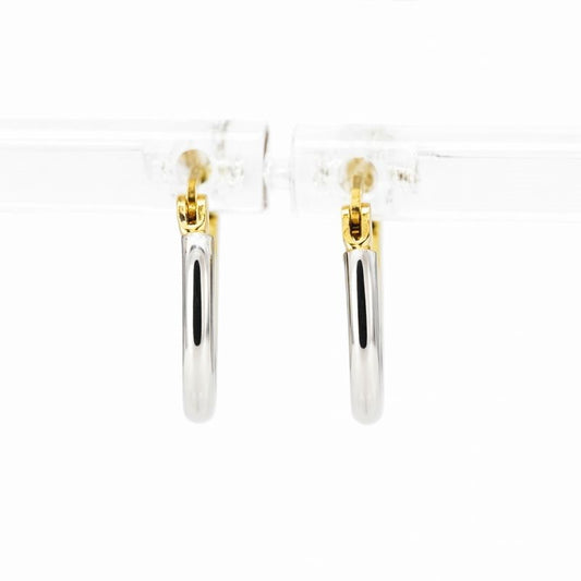14K Yellow & White Gold High Polish Hoop Earrings