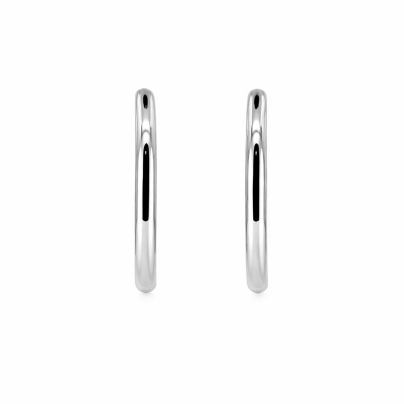 14K Two-Tone White & Yellow Gold High Polish Endless 1.3mm Hoop Earrings