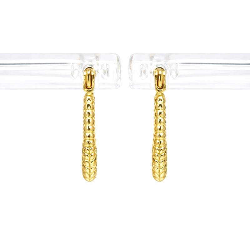 10K Yellow Gold High Polish Shrimp Design Hoop Earrings