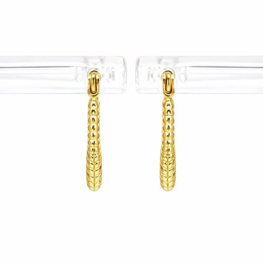 10K Yellow Gold High Polish Shrimp Design Hoop Earrings