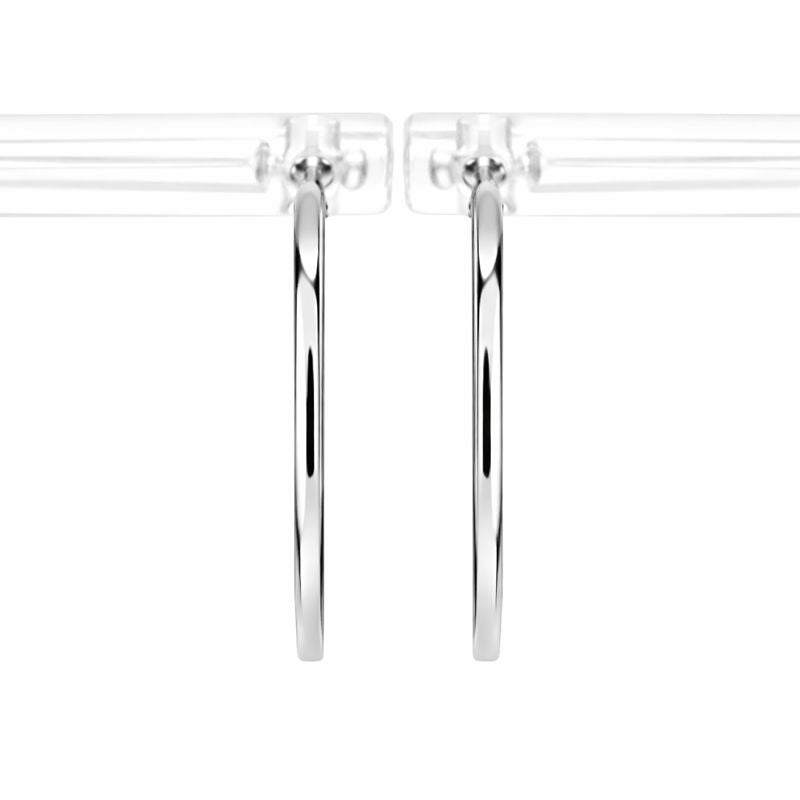 14K White Gold High Polish 1.3mm Hoop Earrings