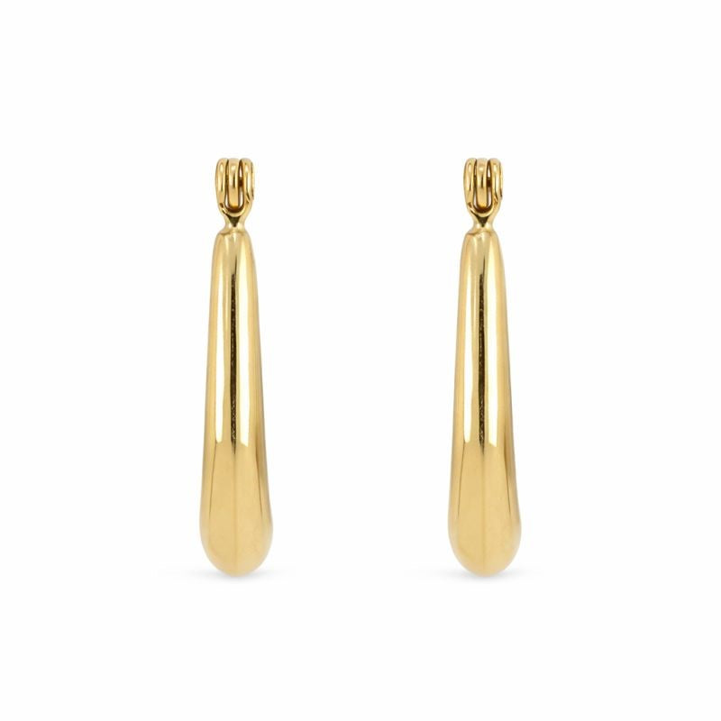 14K Yellow Gold High Polish Oval Hoops