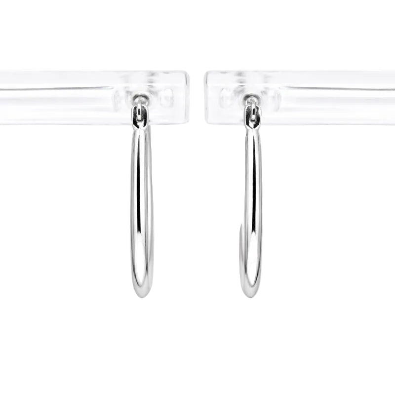 10K White Gold High Polish Oval Hoop Earrings