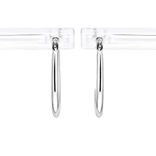 10K White Gold High Polish Oval Hoop Earrings