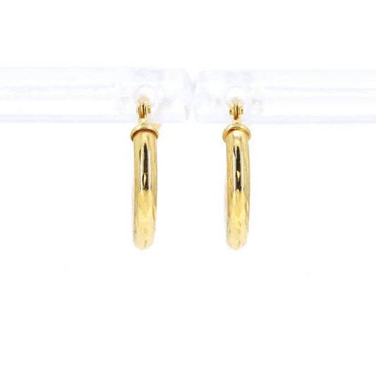14K Yellow Gold Small Diamond Cut 2mm Hoop Earrings