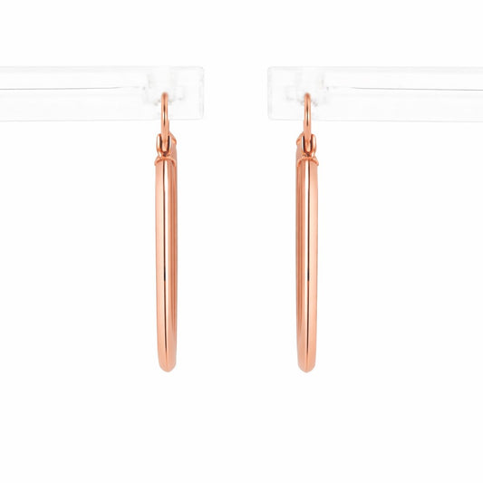 10K Rose Gold High Polish Knife Edge 1.5mm Hoop Earrings