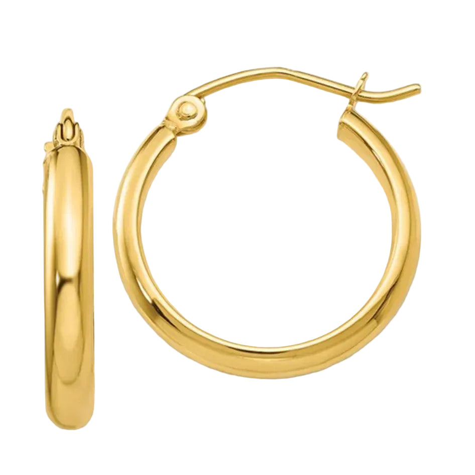 14K Yellow Gold High Polish Small Hoop Earrings