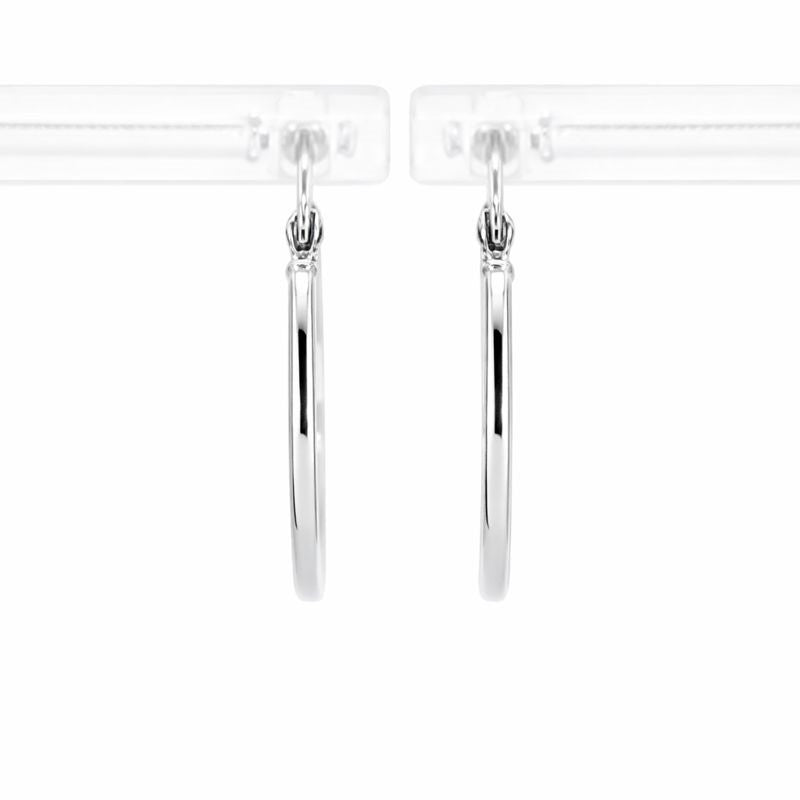 10K White Gold High Polish/Diamond Cut Reversible Hoop Earrings