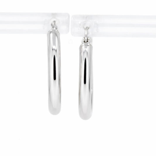 14K White Gold High Polish 3mm Circle Hoop Earrings