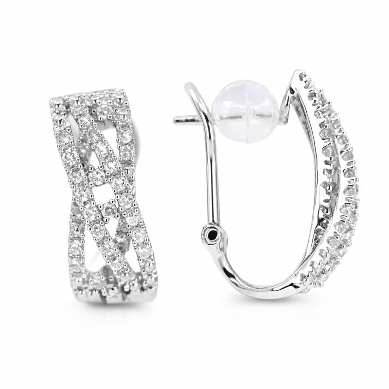 Sterling Silver Vintage Criss-Cross Prong Set Diamond Stud Earrings
