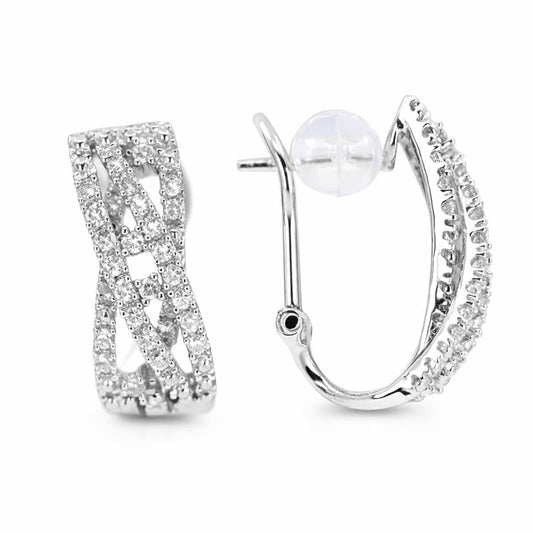 Sterling Silver Vintage Criss-Cross Prong Set Diamond Stud Earrings